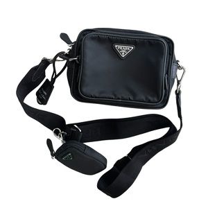 Prada Black Nylon Crossbody Camera Bag with Removable Strap